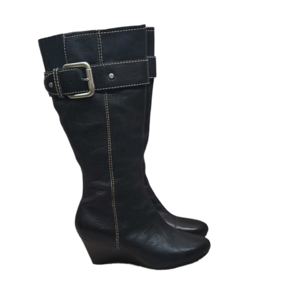 Fossil Womens Leather Comfort Tall Wedge Boots shoes sz 6.5 - Picture 1 of 13